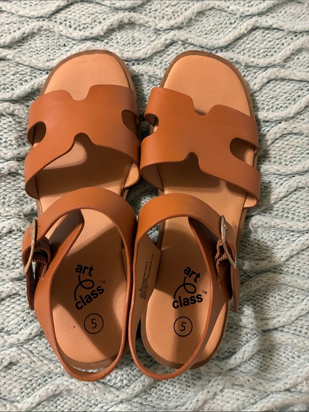 art class Tan/Brown Girls' Buckle Strap Sandals